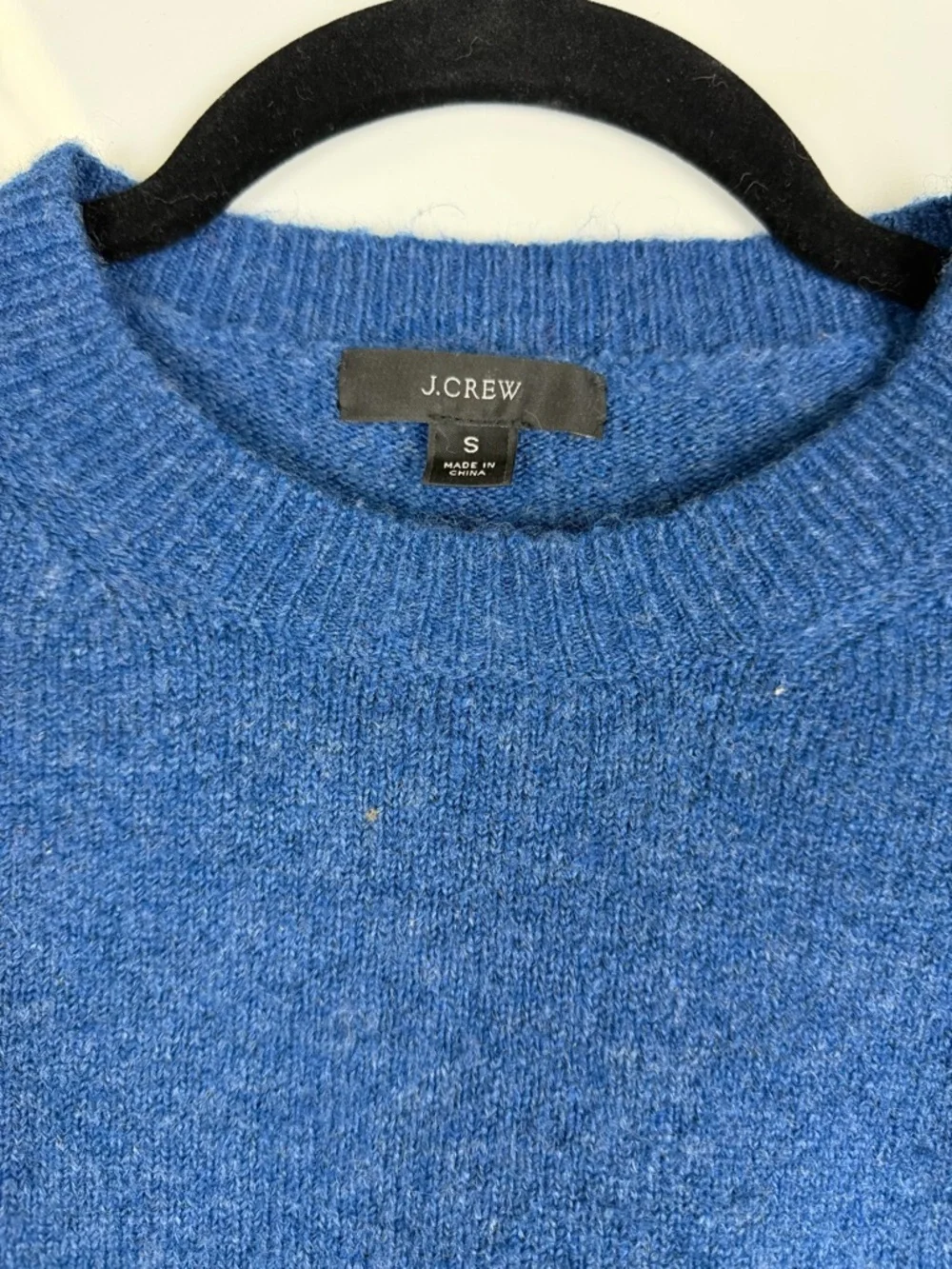 J. Crew Sz S Merino Wool Blend Royal Blue Button-Shoulder Crewneck Sweater